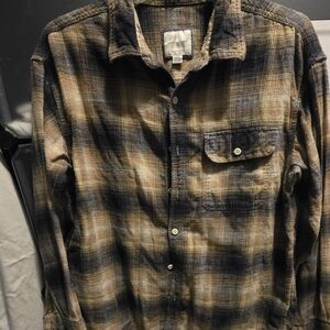 American Eagle Outfitters Brown and Blue Plaid Shirt